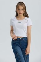 Polera Niña Con Bordado Blanco