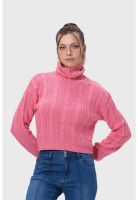 Sweater Mujer Trenzado Rosado