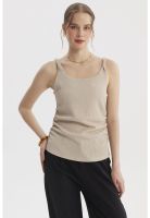 Polera Mujer Tirante Trenzado Arena