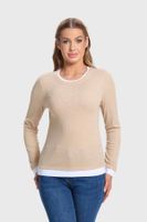 Polera Mujer Aplicación Doble Basta Beige
