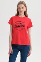 Polera Mujer Básica Print Rojo