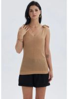 Polera Mujer Pabilo Con Nudo Camel