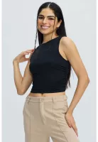 Polera Mujer Drapeada Negro