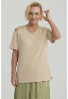 Polera Mujer Detalle Hombro Beige Oscuro