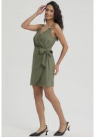Vestido Mujer Corto Envolvente Verde Musgo