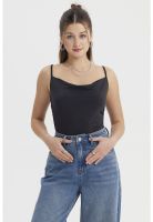 Peto Mujer Escote Drapeado Negro