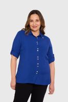 Blusa Mujer Abotonada Roll Up Azul