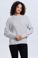 Sweater Mujer Trenzado Gris - lV