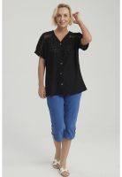 Polera Mujer Lisa Abotonada Negro