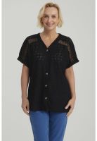 Polera Mujer Lisa Abotonada Negro