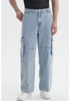 Jeans Hombre Baggy Cargo Moto Azul