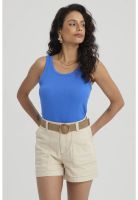 Polera Mujer Rib Lisa Azulino