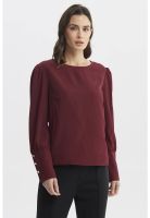 Blusa Mujer Aplicación Botones Burdeo