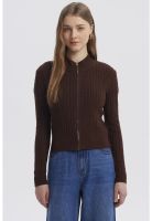 Sweater Mujer Cuello Con Cierre Café Oscuro