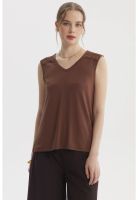 Polera Mujer Tape En Hombro Café Claro