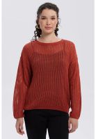 Sweater Mujer Calado Casual Terracota