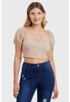 Blusa Recogido Escote Nude