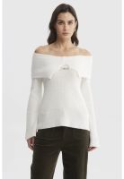 Sweater Mujer Ajustado Hombro Descubierto Crudo