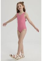 Traje De Baño Niña Liso Con Mostacilla Fucsia