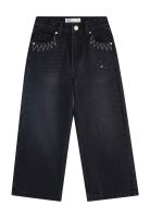 Jeans Niña Flare Con Strass Negro