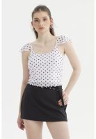 Polera Mujer Manga Vuelos Escote Cuadrado Blanco