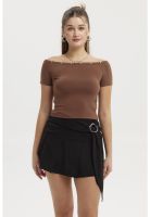 Polera Mujer Cuello Bardot Café Oscuro