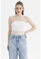 Polera Mujer Ajustado Encaje Blanco