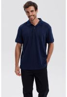 Polera Hombre Textura Azul Marino