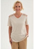 Polera Mujer Detalle Hombro Beige