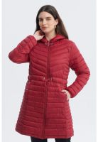 Parka Mujer Larga Básica Rojo Oscuro