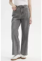 Jeans Mujer Calce Recto Y Lazo Gris Oscuro