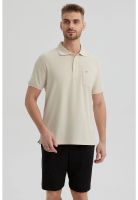 Polera Hombre Piqué Básica Lisa Beige - lll