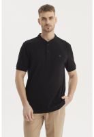Polera Hombre Cuello Polo Negro