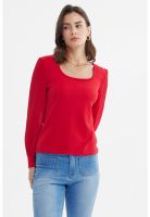 Polera Mujer Globo Escote Cuadrado Rojo