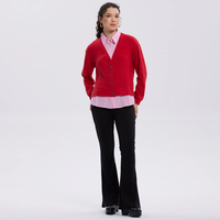 Sweater Mujer Aplicación Blusa Rojo Oscuro