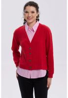 Sweater Mujer Aplicación Blusa Rojo Oscuro