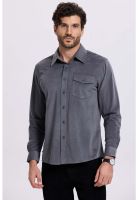 Camisa Hombre Cotelé Con Bolsillo Gris