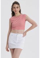 Polera Mujer Rayas Rojo