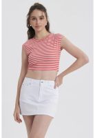 Polera Mujer Rayas Rojo