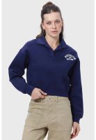 Polerón Mujer Crop Azul