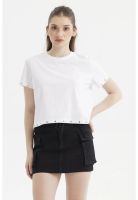 Polera Mujer Accesorio Metálico Blanco