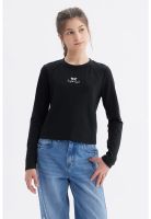 Polera Niña Costuras Negro