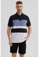 Polera Hombre Franjas Horizontales Celeste