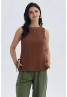 Polera Mujer Textura Abertura Café Oscuro