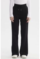 Pantalón Buzo Mujer Flare Corte Frontal Negro