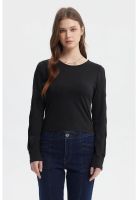Polera Mujer Mangas Largas Calada Negro