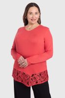 Polera Mujer Con Detalle Macramé Rojo