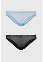 Calzón Mujer Bipack Bikini Detalle Mesh Celeste