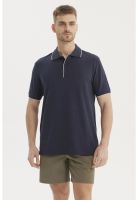 Polera Hombre Pique Detalle En Cuello Azul Marino