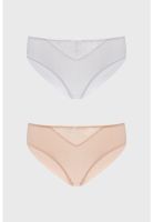 Calzón Mujer Bipack Bikini Liso Estampado Beige